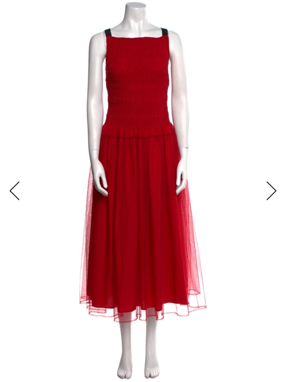 NWOT Molly Goddard Smocked Red Tulle Dress